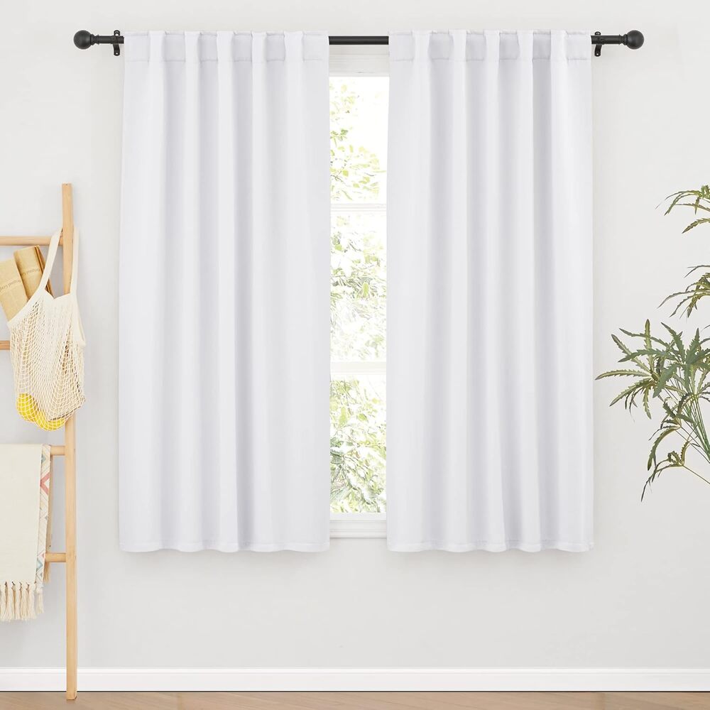 White Short Curtains 42x63 Room Darkening Thermal Insulated Drapes 2 Panels